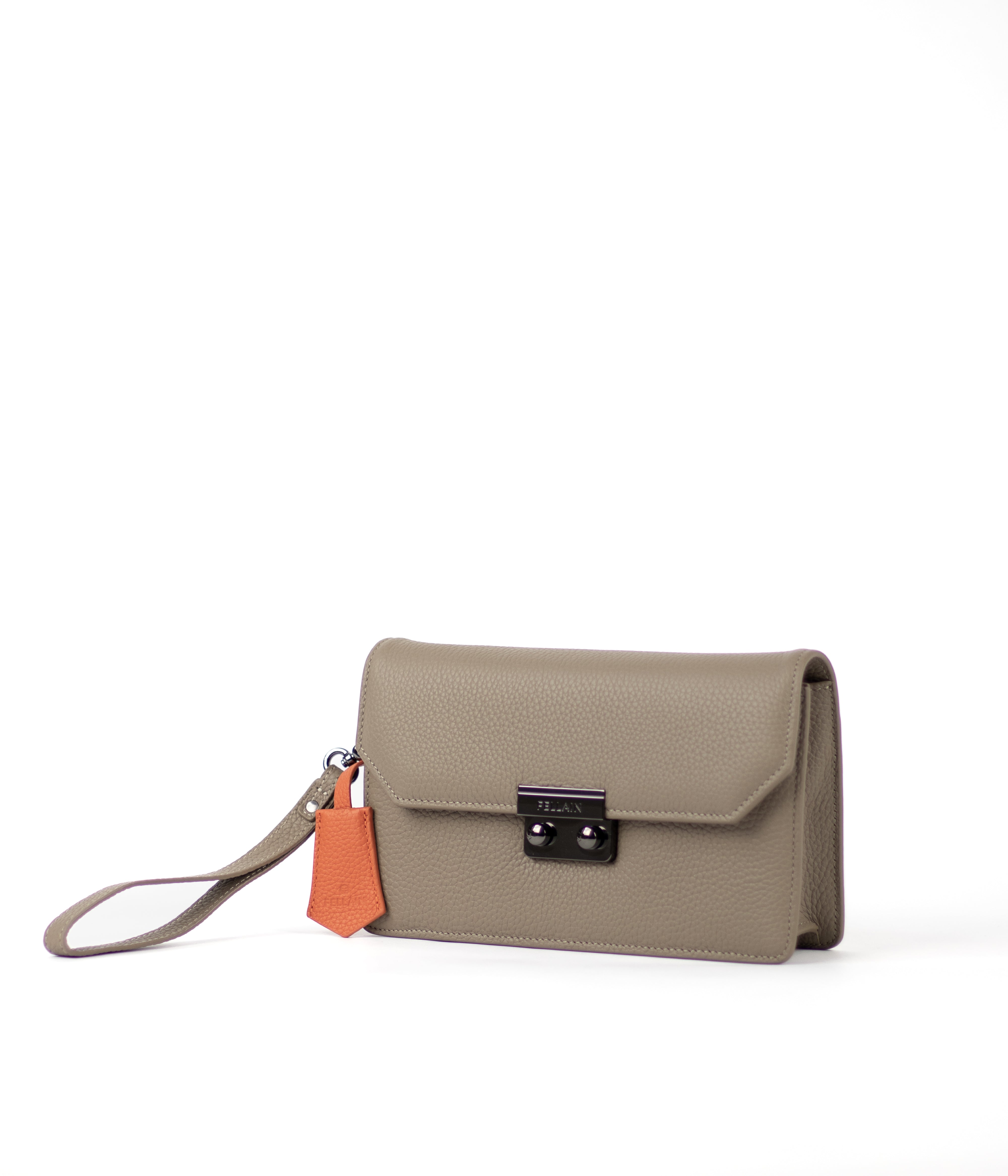 Fellain premium clutch bag for men in taupe leather