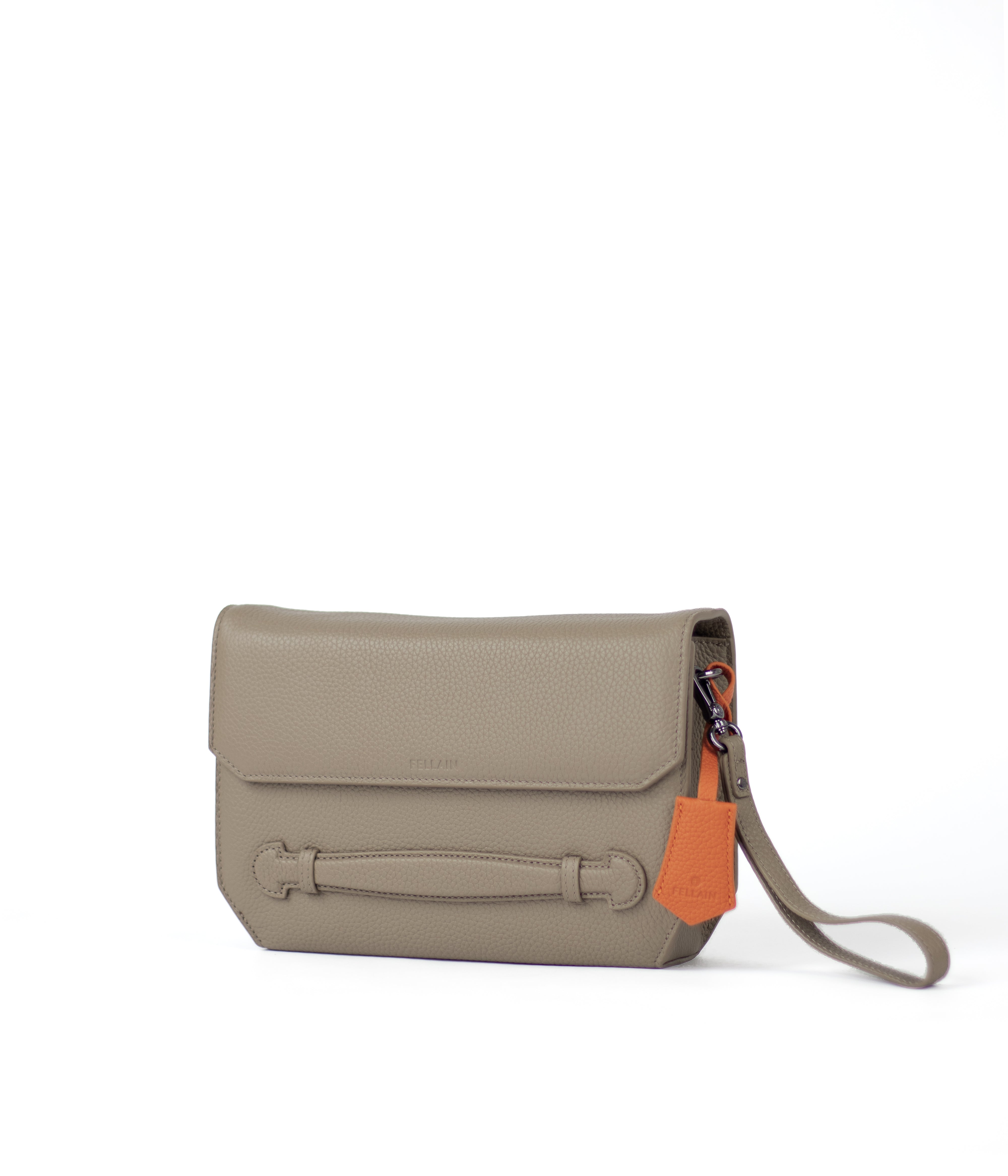 Fellain premium crossbody messenger bag for men in taupe leather