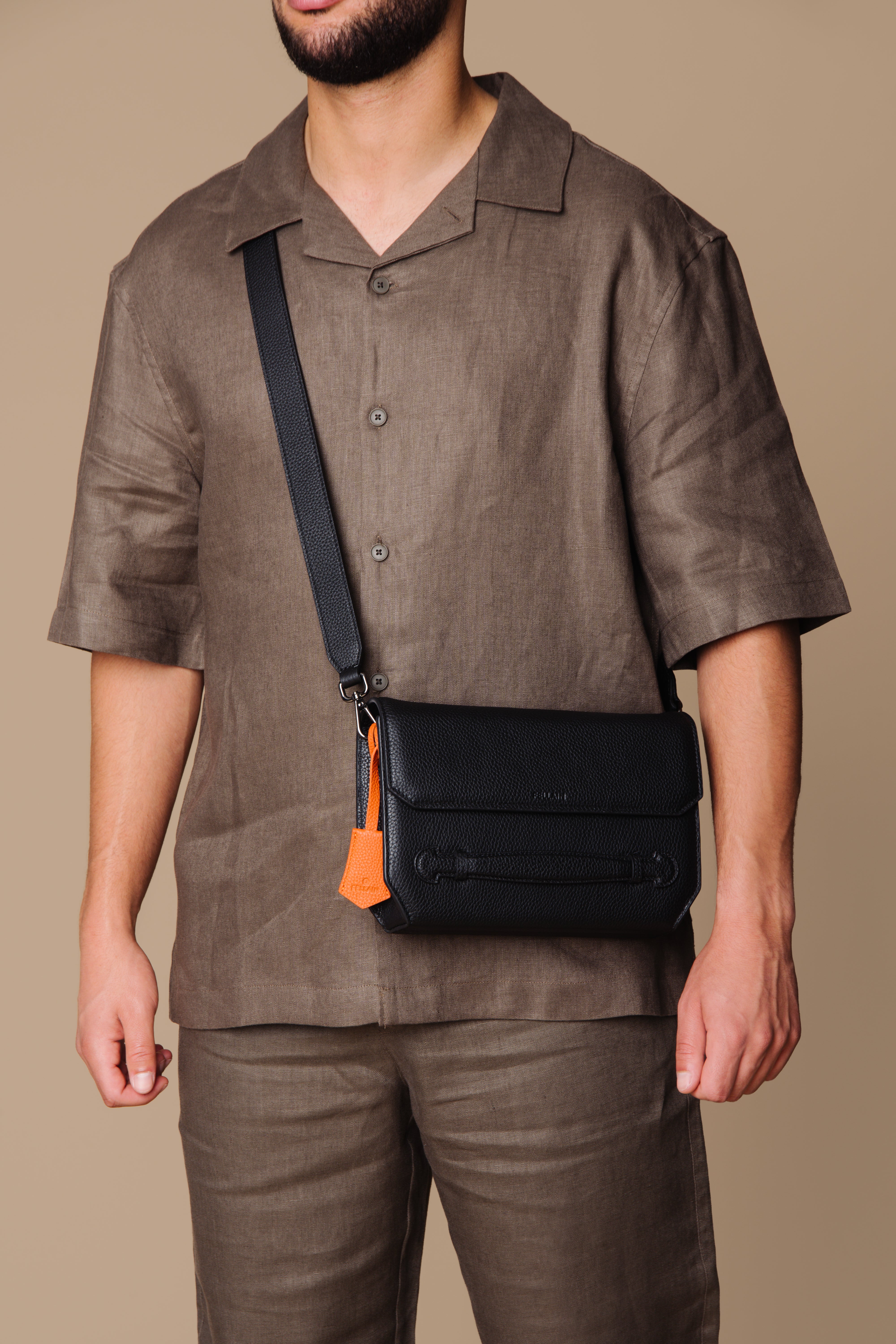 Dual Men Messenger Bag Black