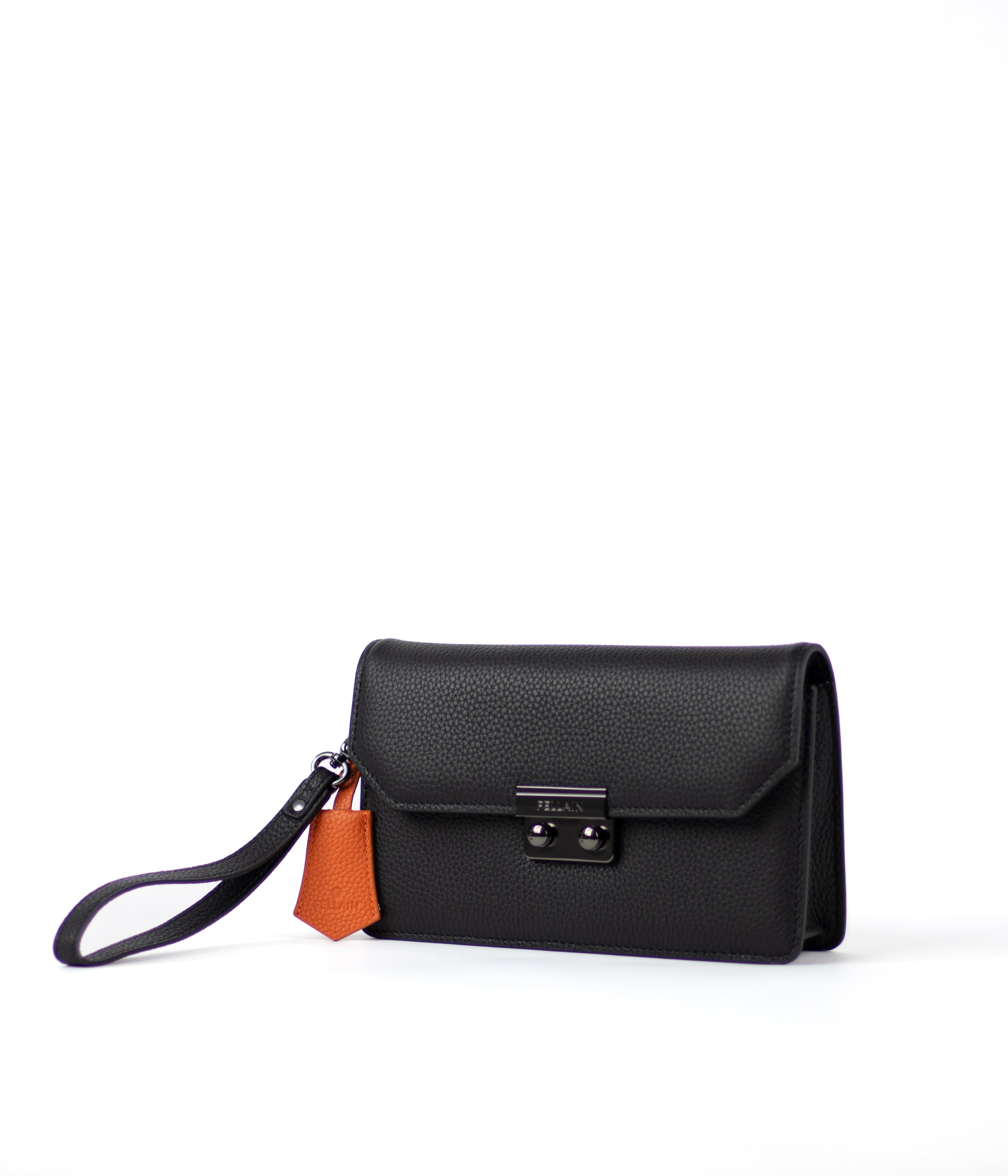 Fellain premium clutch bag for men in black leather